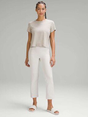 Lululemon Ribbed Softstreme Zip-Leg High-Rise Cropped Pants in Bone